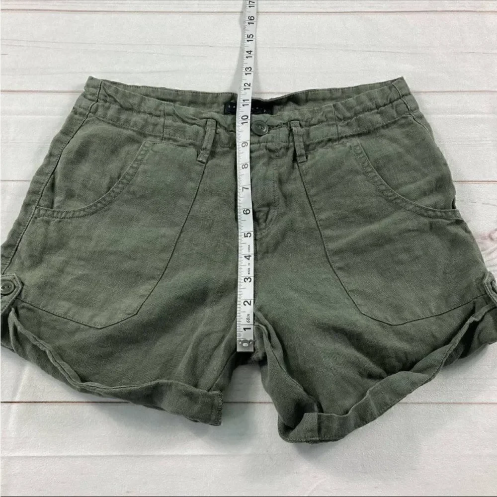 Sanctuary Womens Green High Waisted Rolled Hem Wanderer Cargo Shorts Size 25